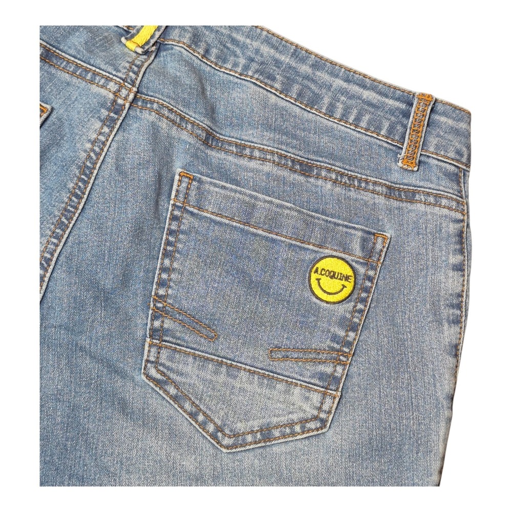 Anne Coquine ACP20669 Womens M Blue Jeans Japanese Fashion Stretch Cropped Capri